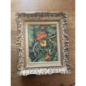 Georges Bresse (1920-) - Oil On Canvas With Flowers