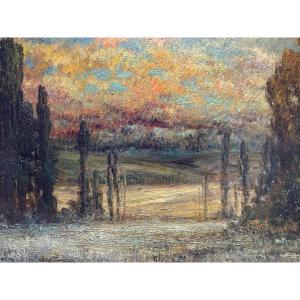 Pierre Fleury (1900-1985) - At Sunset, At The Far End Of The Park, Champvallon