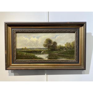 Julien Hippolyte Feron (1864-1944) - Cows By The Lake