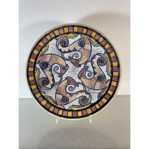 Paul Fouillen (1899-1958) - Large Bowl On A Pedestal - Dated 1947