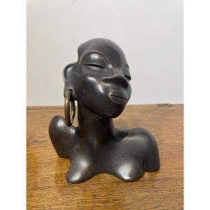 Modernist Sculpture - Stylized Female Bust - Austria, 1950s
