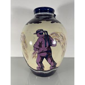 Paul Fouillen (1899-1958) - Hb Quimper - Large Vase/pitcher