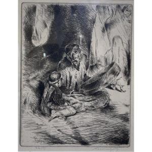 Adolphe Marie Beaufrère (1876-1960) - The Blind Storyteller - 1929 - Orientalism