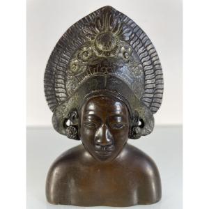 Bronze Bust - Vietnamese School Of The 1930s - Indochina