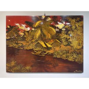 Hoang Ngoc - Lacquer On Wood - 1953 - Vietnam Indochina