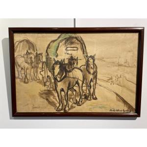 Mixed Media On Paper - Charles Albert Gueldry