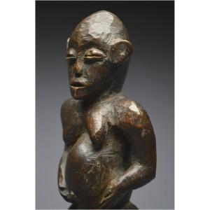 Tanzania, Zigwa People, Mid 20th Century, Ancient Anthropomorphic Statuette With Shiny Patina