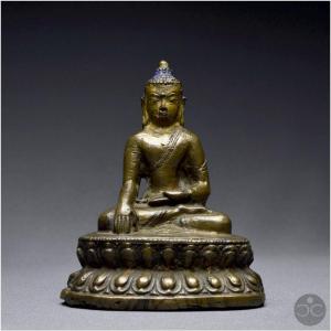 Western Tibet, 13th-14th Century, Representation Of Buddha, Bronze With Brown Patina