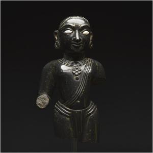 India, Gujarat State, Medieval Period, 15th Century, Representation Of Krishna, Black Marble