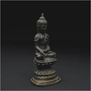 Burma, Late 19th - Early 20th Century, Bronze Buddha Statuette With Dark Patina