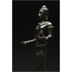 Ancient Khmer Empire, Angkorian Period, 12th–13th Century, Bronze Statuette Of Prajnaparamita