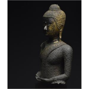 Former Kingdom Of Siam, First Half Of The 19th Century, Maravijaya Buddha Bust, Bronze