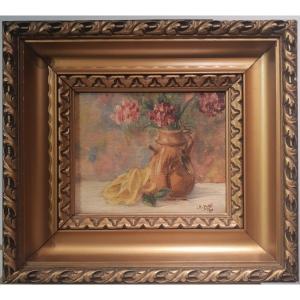 Oil On Panel Flower Bouquet By Jb Paret, 1943.