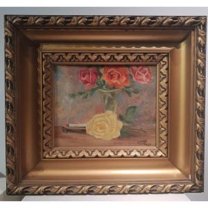 Oil On Panel Bouquet Of Flowers By Jb Paret, Oct. 1943.