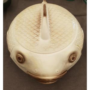 Soupière En Forme De Poisson Céramique.  Manufacture Des Salins.