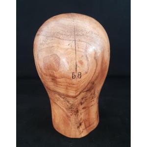 Solid Hardwood Wig Head, First Half 20th Century