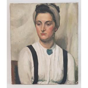 Painting Hst Woman, Bohemian Signed Paulier, Circa 1930-40
