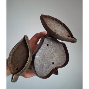 3 Cookie Cutters, Wrought Iron Tools For Cutting Flowers. 19th Century