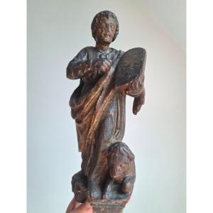 Saint Luke In Polychrome Wood, 18th Century 