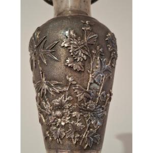 Guilloché Silver Export Vase, China Or Vietnam, 19th Century, 1900