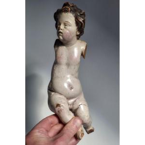 Child Jesus, Putti, Baby In Polychrome Wood 18th Century