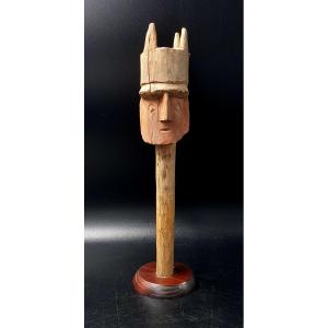 Funerary Bale Head, Chancay Civilization, Peru, 1200/1470 Ad H. 31 Cm