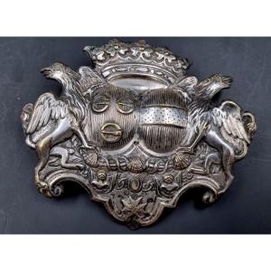 Plaque With Alliance Arms Of The Malet De Graville -  Chamilly Family Eighteenth Century