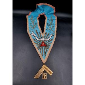 Masonic Necklace Embroidered The Disciples Of Descartes Paris With Its Jewel