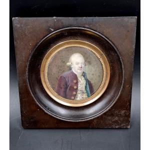 Miniature Of A Gentleman From The Louis XVI Period Very Fine Clothes From The 18th Century
