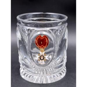 Crystal-ceramic Tumbler Decorated With A Medal From The Order Of Saint Louis