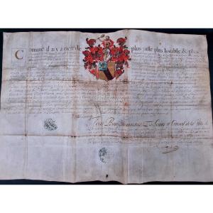 Certificate Of Proof Of Nobility Coat Of Arms Resimont Family Brussels Luxembourg 1682