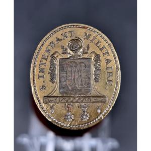 Stamp Seal Matrix Under Military Intendant Monogram Ja Shield Surmounted By A Helmet 
