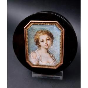 Circular Box With A Miniature Of A Young Girl On The Lid, Empire Period