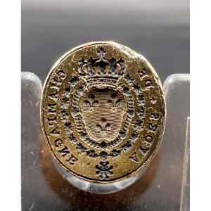18th Century Stamp With The Great Coat Of Arms Of France And Collar Of The Holy Esprit