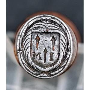 Silver Stamp Seal Matrix With The Religious Coat Of Arms Of A Congregation Three Nails 