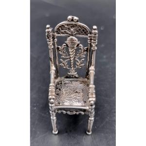 Miniature Doll Chair In Empire Style Silver With Visible Hallmarks 