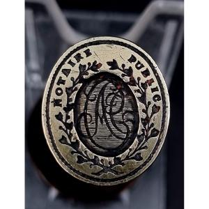 Seal Stamp Bronze Matrix Notary Public Monogram Ac 