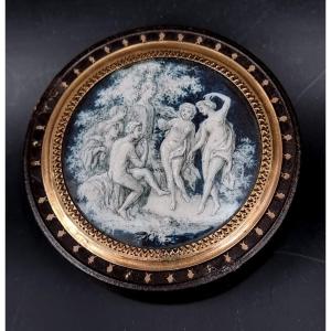 Box, Inlay And Miniature Depicting The Dance Of The Nymphs And The God Pan In Grisaille