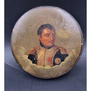 Circular Box Made Of Boiled Cardboard Depicting Napoleon I