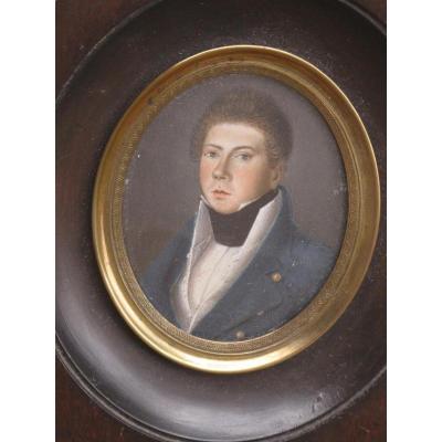 Miniature On Ivory Representative A Young Man XIX Century