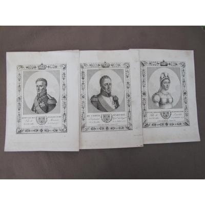 Engraving Duchess, Duke Of Angouleme, Count Of Artois