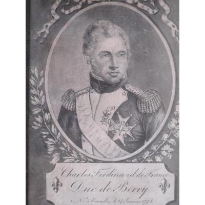 Charles Ferdinand From France Duc De Berry Versailles January 24, 1778 Engraving Frame