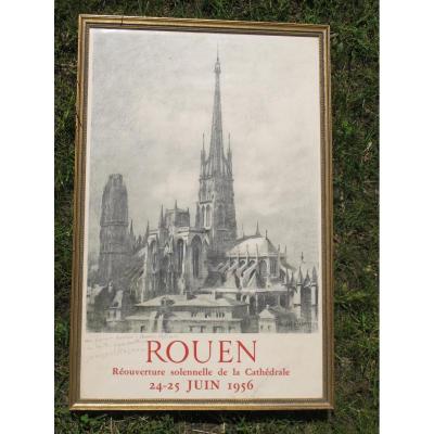 Poster Rouen Reopening Cathedral 24 June 1956 Michel Frechon