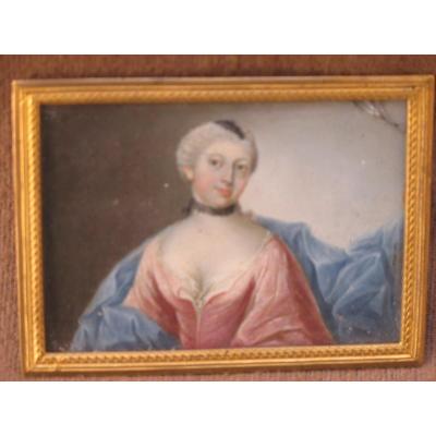 Miniature On Metal Representative A Woman Louis XV