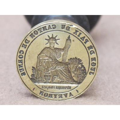 Seal Stamp In Bronze Justice Of The Peace Canton Of Cornus Aveyron