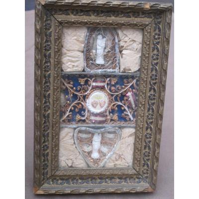 Reliquary Frame Paperolle Félix Benoit Donatien Virgin Rolled Papers XIXth Century
