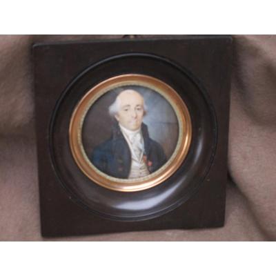 Miniature Portrait Man Medal Decoration Of Saint Louis Buttons Fleur De Lys Louis XVI