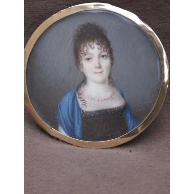 Miniature Signed B. Gagneraux Marie Guillemine Pinel Du Manoir Wife Claude Bouillé Du Chario