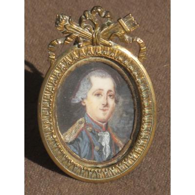 Miniature Militaire époque Louis XVI Ancien Régime Uniforme Français épaulette Cadre Attributs 