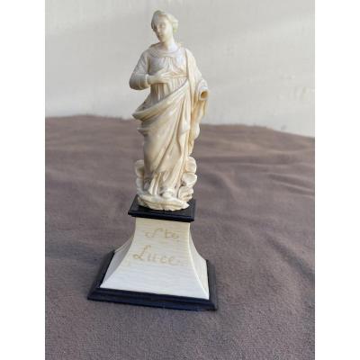 Statuette Of Sainte Luce - Lucie Finely Carved Pretty Drapes Eighteenth Century